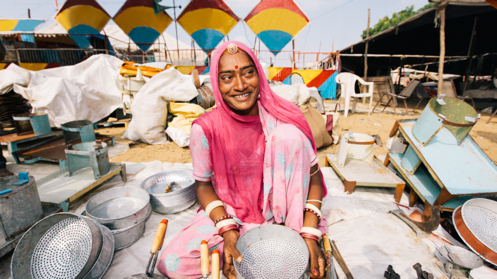 Indian woman at a market stall