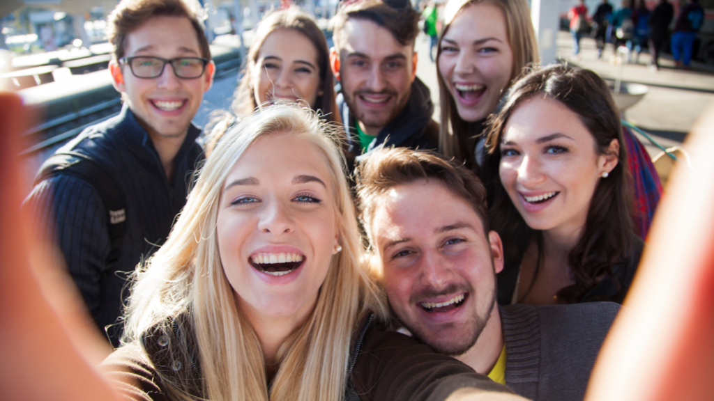 group of friends taking a selfie