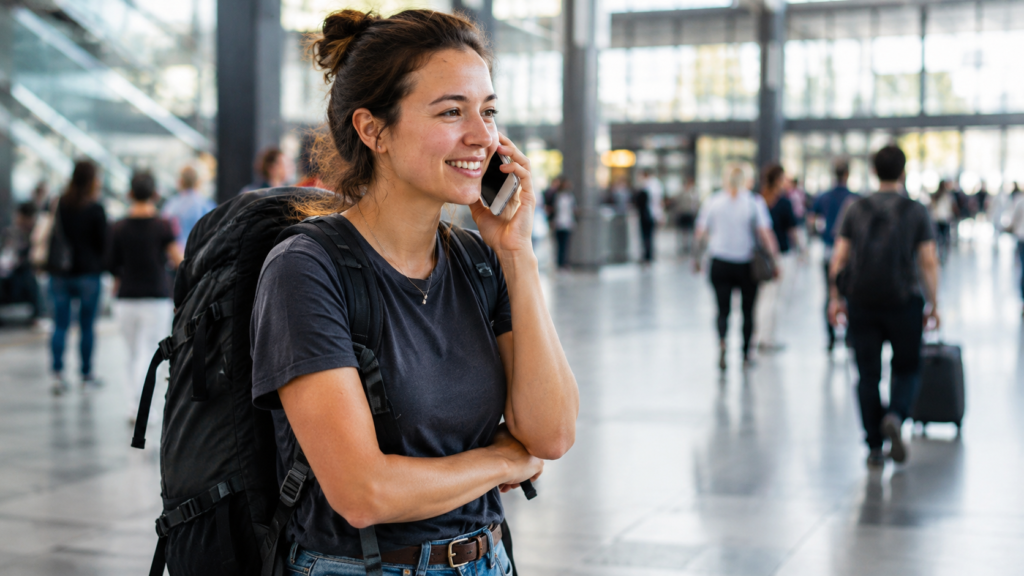 Traveller calling ahead before arriving at a Couchsurfing host's address